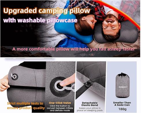 RUIBAOLY Camping Pillow, Inflatable Pillow, Ultra Light Inflatable Pillow, Washable Air Pillow, Camping and Hiking Pillow, Pillow to Put in a Sleeping Bag, Camping Supplies.(Gery) in Saudi Arabia