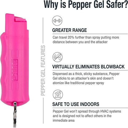 SABRE Campus Safety Pepper Gel with Quick Release Key Ring, Protect Against Multiple Threats with 3X longer spray time, Gel is Safer, Ergonomic Finger Grip in Kuwait