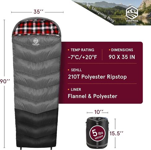 Coastrail Outdoor Sleeping Bag for Adults, XL THREE-ZONE Thickened Design Warm and Comfortable for Camping 3-4 Seasons Cold Weather with Compression Sack in Kuwait