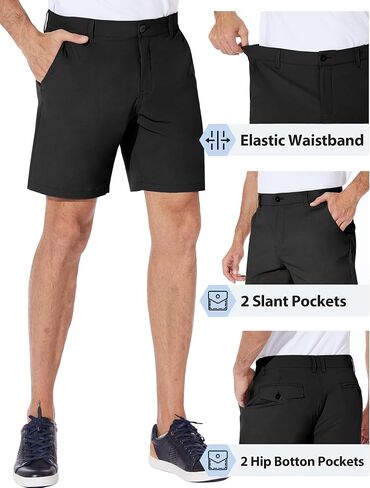 PULI Men's Golf Shorts Dress Flat Front Hybrid 7 Inch Stretch Lightweight Quick Dry Chino Casual with Pockets in Kuwait