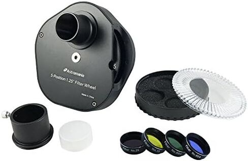 Astromania Telescope Filter Wheel 1.25inch 5-Position with LRGB Filters Set | For Planet Moon Nebula Observation, Telescope Accessories with T-Adapter & Eyepiece Adapter, Fit 1.25 inch Eyepiece Barlow in Saudi Arabia