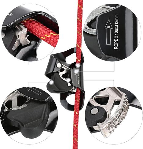 WILDKEN Rock Climbing Chest Ascender Climbing Mountaineering Tree Arborist | Rappelling Gear Climbing Equipment Rope Clamp for 10-13MM Rope in Kuwait