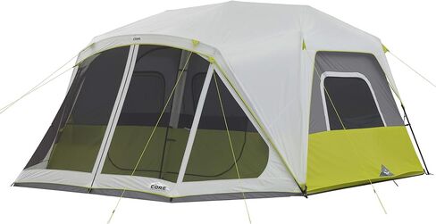 CORE 10 Person Instant Cabin Tent | 2 Room Huge Tent with Screen Room for Family with Storage Pockets for Camping Accessories | Portable Large Pop Up Tent for 2 Minute Camp Setup in Saudi Arabia