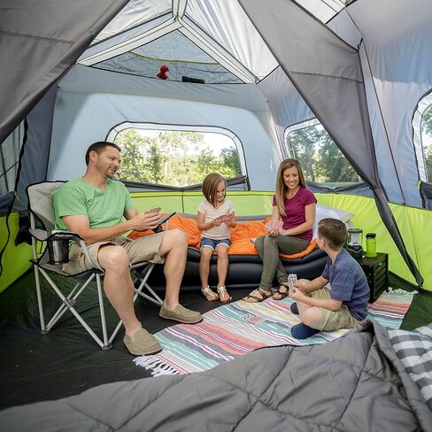 CORE 10 Person Instant Cabin Tent | 2 Room Huge Tent with Screen Room for Family with Storage Pockets for Camping Accessories | Portable Large Pop Up Tent for 2 Minute Camp Setup in Saudi Arabia