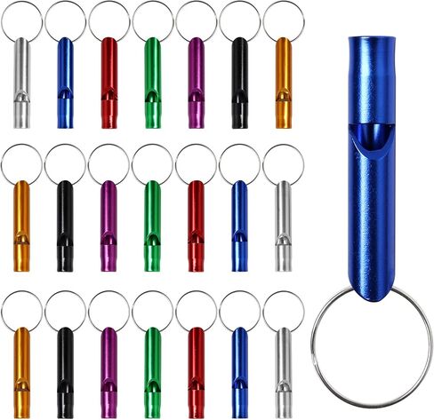 بوبوك 50 صفارة طوارئ من الالومنيوم بصوت عالٍ للغاية مع سلسلة مفاتيح للطوارئ وحلقة مفاتيح للرياضات الخارجية والتخييم والمشي لمسافات طويلة وركوب القوارب وصيد الاسماك، الوان متنوعة in Kuwait