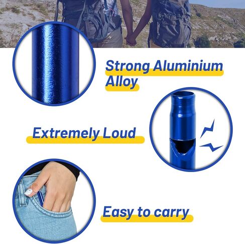 بوبوك 50 صفارة طوارئ من الالومنيوم بصوت عالٍ للغاية مع سلسلة مفاتيح للطوارئ وحلقة مفاتيح للرياضات الخارجية والتخييم والمشي لمسافات طويلة وركوب القوارب وصيد الاسماك، الوان متنوعة in Kuwait