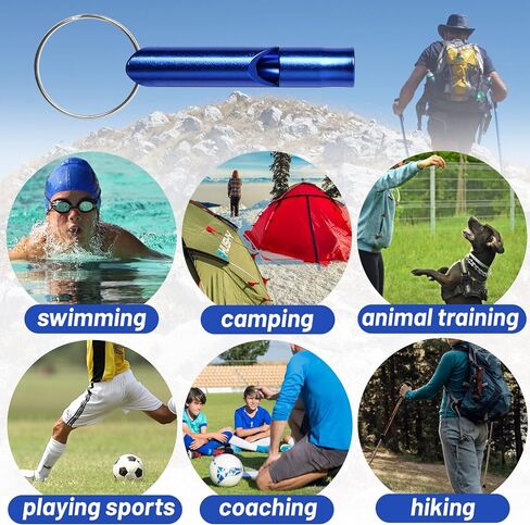 بوبوك 50 صفارة طوارئ من الالومنيوم بصوت عالٍ للغاية مع سلسلة مفاتيح للطوارئ وحلقة مفاتيح للرياضات الخارجية والتخييم والمشي لمسافات طويلة وركوب القوارب وصيد الاسماك، الوان متنوعة in Kuwait