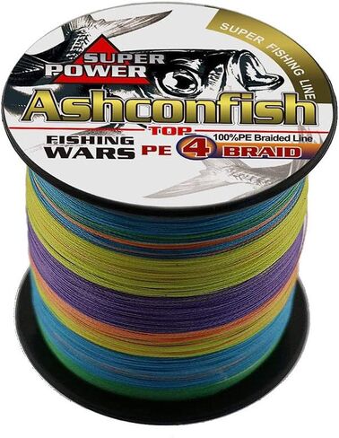Ashconfish Braided Fishing Line- 4 Strands Super Strong PE Fishing Wire- 6lb to 100lb Test-100M/300M/500M/1000M(109Yards/328Yards/547Yards/1093Yards)-Abrasion Resistant - Zero Stretch-Multiple Colors in Kuwait