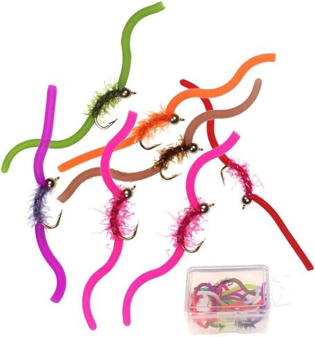 مجموعة ذباب سمك السلمون المرقط من اوتدور فيشينج - خرز طاقة دودة سان خوان 1 دزينة من ذباب الصيد الرطب - 20-50 قطعة in Kuwait