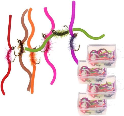 مجموعة ذباب سمك السلمون المرقط من اوتدور فيشينج - خرز طاقة دودة سان خوان 1 دزينة من ذباب الصيد الرطب - 20-50 قطعة in Kuwait