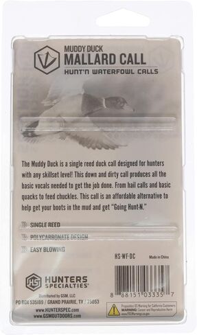 Hunters Specialties Muddy Duck Single Reed Mallard Call,Black in Saudi Arabia