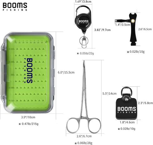 Booms Fishing FF2 Fly Fishing Accessories and Tools Kit, 5 in 1 Fly Fishing Gear Combo: Fly Fishing Forceps, Fly Fishing Nipper, Fly Fishing Leader Straightener, Zinger Retractor, Two-Sided Fly Box in Kuwait