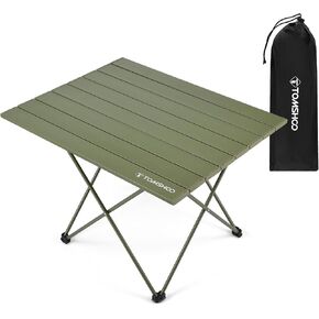 طاولة التخييم TOMSHOO قابلة للطي وطاولة الشاطئ المحمولة مع حقيبة حمل من الألومنيوم خفيفة الوزن وقابلة للطي للتنزه في الهواء الطلق والنزهات والشواء (أخضر، متوسط) in Kuwait