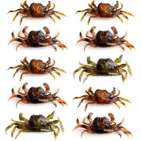 موتزو مجموعة من 10 طعوم سلطعون اصطناعية، طُعوم سرطان البحر ثلاثية الابعاد مع خطافات حادة، مصائد طُعم صيد البحر، اداة ملحقات صيد السمك في المياه المالحة، لون عشوائي in Kuwait