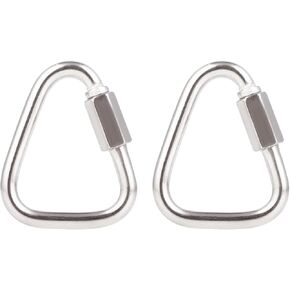 DELSWIN Triangle Carabiner Quick Chain Links - 2.9 Inch Stainless Steel Delta Quick Link, Heavy-Duty Marine Grade Carabiner Clip for Boat, Fitness, Swing, Pet, 2 Pack, 1700 Lbs Capacity