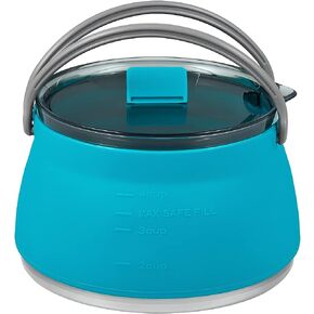 EEZEE 1L Collapsible Camping Kettle Portable Travel Kettle Folding Silicone Camping Cook Pot Foldable Compact Hiking Water Boiler with Lid BPA-Free Backpacking Pot in Kuwait