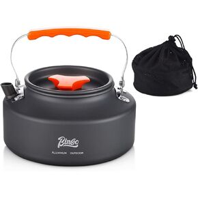 Bincoo 1100ML Camping Kettle,Outdoor Fast Heating Tea Pot,Portable Ultralight Aluminum Camping Kettle for Backpacking,Hiking,Camping and Picnic in Kuwait