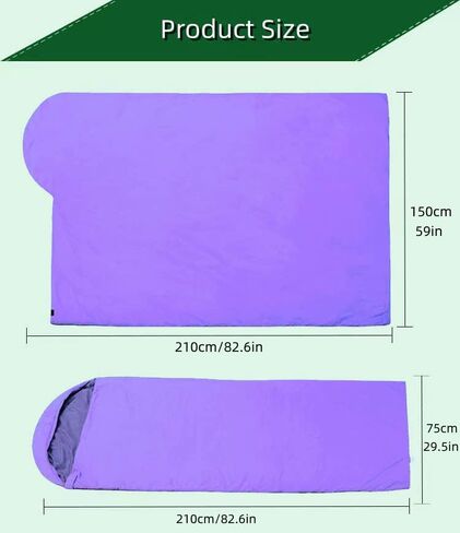 حقيبة نوم للتخييم من SAFACUS - طقس دافئ وبارد في 3 فصول - خفيفة الوزن وسهلة الاستخدام للبالغين والأطفال - التخييم والسفر في الهواء الطلق in Kuwait