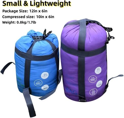 حقيبة نوم للتخييم من SAFACUS - طقس دافئ وبارد في 3 فصول - خفيفة الوزن وسهلة الاستخدام للبالغين والأطفال - التخييم والسفر في الهواء الطلق in Kuwait