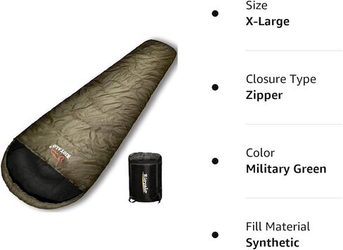 RIOYALO 0°F 0 Degree Winter Sleeping Bags for Adults Cold Weather | Grand-Teton Big and Tall Mummy Sleeping Bag w Compression Sack for Camping Hiking Backpacking | XL 90.6 in | Up to 6 ft 10 in in Kuwait