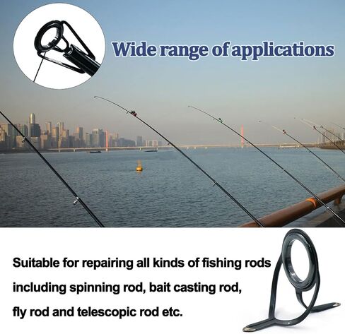 FishTrip Fishing Rod Guides Tips Repair Kit for DIY Rod Repair | Fishing Pole Complete Supplies Kit with 8 Size Pole Guides, 9 Size Tips, Epoxy Adhesive, Glue, Wrapping Thread, Tape in Kuwait