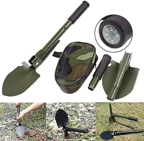 مجرفة Hovico Military القابلة للطي والالتقاط ، صغيرة الحجم مع حقيبة حمل، أداة متعددة للنجاة للتخييم والمشي لمسافات طويلة وحقيبة ظهر وحقيبة ظهر متضمنة (أخضر) in Kuwait