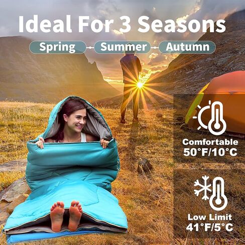 Sleeping Bags for Adults, Extra-Wide Camping Sleeping Bag for Kids- Waterproof, Lightweight, Portable -3 Season Warm & Cool Weather- Ideal for Hiking Backpacking with Compression Sack in Kuwait