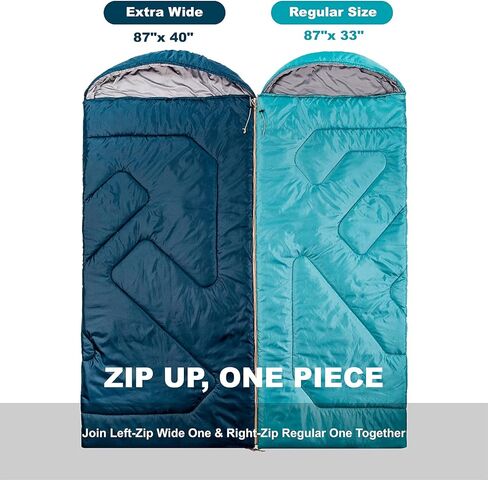 Sleeping Bags for Adults, Extra-Wide Camping Sleeping Bag for Kids- Waterproof, Lightweight, Portable -3 Season Warm & Cool Weather- Ideal for Hiking Backpacking with Compression Sack in Kuwait