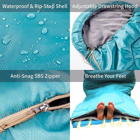 Sleeping Bags for Adults, Extra-Wide Camping Sleeping Bag for Kids- Waterproof, Lightweight, Portable -3 Season Warm & Cool Weather- Ideal for Hiking Backpacking with Compression Sack in Kuwait