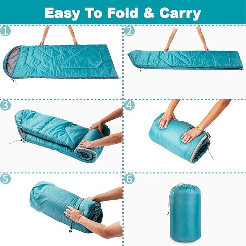 Sleeping Bags for Adults, Extra-Wide Camping Sleeping Bag for Kids- Waterproof, Lightweight, Portable -3 Season Warm & Cool Weather- Ideal for Hiking Backpacking with Compression Sack in Kuwait