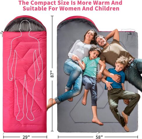 Sleeping Bags for Adults, Extra-Wide Camping Sleeping Bag for Kids- Waterproof, Lightweight, Portable -3 Season Warm & Cool Weather- Ideal for Hiking Backpacking with Compression Sack in Kuwait