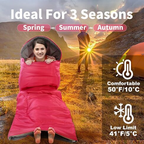 Sleeping Bags for Adults, Extra-Wide Camping Sleeping Bag for Kids- Waterproof, Lightweight, Portable -3 Season Warm & Cool Weather- Ideal for Hiking Backpacking with Compression Sack in Kuwait