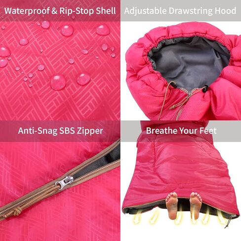 Sleeping Bags for Adults, Extra-Wide Camping Sleeping Bag for Kids- Waterproof, Lightweight, Portable -3 Season Warm & Cool Weather- Ideal for Hiking Backpacking with Compression Sack in Kuwait