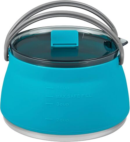 EEZEE 1L Collapsible Camping Kettle Portable Travel Kettle Folding Silicone Camping Cook Pot Foldable Compact Hiking Water Boiler with Lid BPA-Free Backpacking Pot in Kuwait
