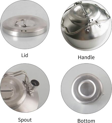 1.2L Camping Stainless Steel Tea Kettle Outdoor Hiking Picnic Pot Water Boiler for Coffee Portable for Camping Bushcraft and Travel in Saudi Arabia
