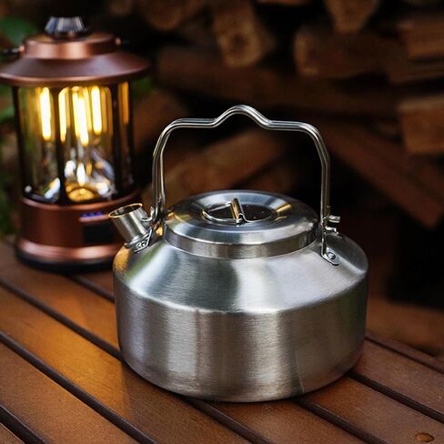 1.2L Camping Stainless Steel Tea Kettle Outdoor Hiking Picnic Pot Water Boiler for Coffee Portable for Camping Bushcraft and Travel in Saudi Arabia