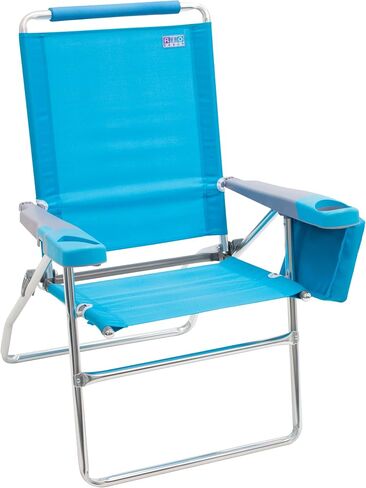 Rio Beach 17" Extended Height 4 Position Folding Beach Chair, Cup Holders|Arm Rest|Foldable, Aluminum, Blue/White & Rio Beach 17" Extended Height 4-Position Folding Beach Chair, Aluminum, Turquois in Saudi Arabia
