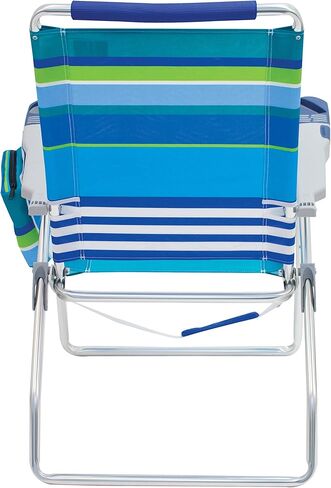Rio Beach 17" Extended Height 4 Position Folding Beach Chair, Cup Holders|Arm Rest|Foldable, Aluminum, Blue/White & Rio Beach 17" Extended Height 4-Position Folding Beach Chair, Aluminum, Turquois in Kuwait