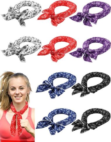 Janmercy 10 Pcs Tie Dye Cooling Neck Wraps Cooling Scarf Ice Bandanas Summer for Men Women Camping Running Outdoor Sports in Kuwait