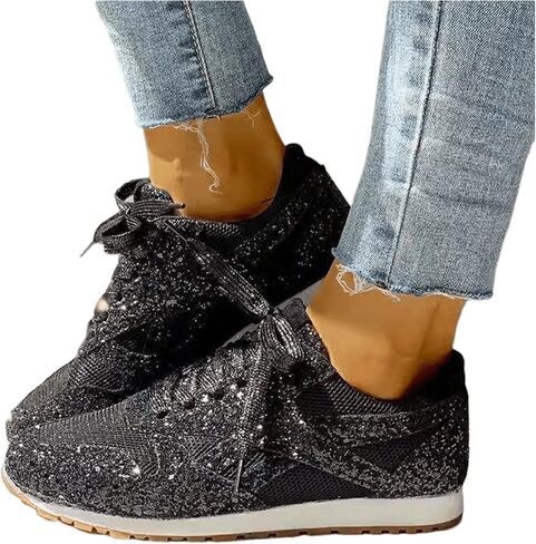 Ladmiple Shoes For Women Sneakers Trendy Slip On Walking Shoes Non Slip Lightweight Fashion Lace Up Platform Loafers in Kuwait