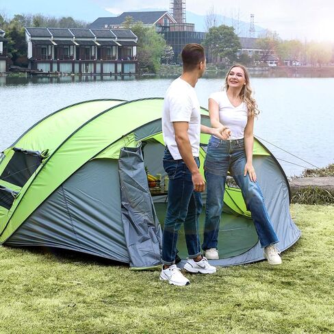 خيمة كبيرة سهلة الفتح تتسع لـ 8 اشخاص، مقاومة للماء، 13×10×5 قدم، اعداد تلقائي ببابين، خيام عائلية فورية للتخييم والمشي لمسافات طويلة والسفر in Kuwait