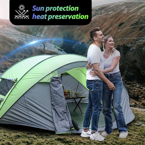 خيمة كبيرة سهلة الفتح تتسع لـ 8 اشخاص، مقاومة للماء، 13×10×5 قدم، اعداد تلقائي ببابين، خيام عائلية فورية للتخييم والمشي لمسافات طويلة والسفر in Kuwait
