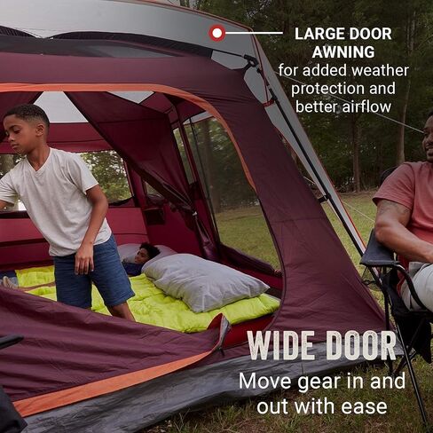 Coleman Skylodge Camping Tent, 8/10/12 Person Weatherproof Family Tent with Convertible Screen Room, Color-Coded Poles, Room Divider, Rainfly, and Storage Pockets, Fits Multiple Queen-Sized Airbeds in Saudi Arabia