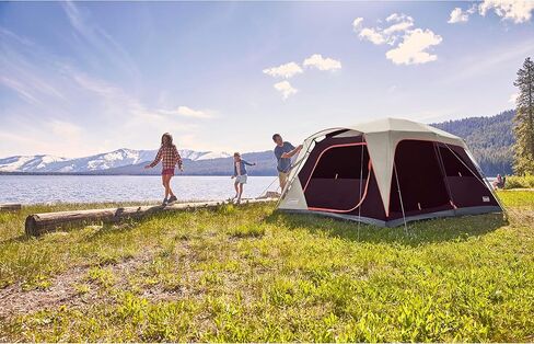 Coleman Skylodge Camping Tent, 8/10/12 Person Weatherproof Family Tent with Convertible Screen Room, Color-Coded Poles, Room Divider, Rainfly, and Storage Pockets, Fits Multiple Queen-Sized Airbeds in Saudi Arabia
