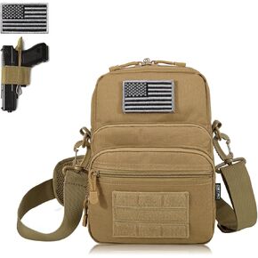 حقيبة كتف تكتيكية صغيرة الحجم من DBTAC، حقيبة كتف CCW Crossbody | حقيبة خصر لتنظيم أدوات مسدس الحافظة للسفر في نطاق العمل مع حلقات حزام، سحابات قابلة للقفل، حزام الكتف