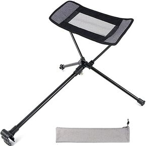 Portable Folding Chair Ottoman Outdoor Recliner Lazy Retractable Footrest Leg Rest Camping Moon Chair Kit for Hiking Fishing Picnic (Black)