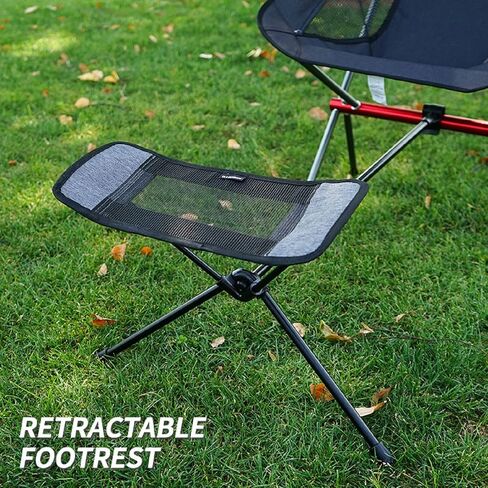 Portable Folding Chair Ottoman Outdoor Recliner Lazy Retractable Footrest Leg Rest Camping Moon Chair Kit for Hiking Fishing Picnic (Black) in Saudi Arabia