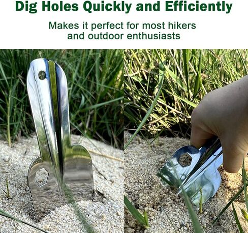 مجرفة تخييم خفيفة الوزن من ال دبليو سي يو اس ان جيه مصنوعة من الستانلس ستيل 3CR13 للاستخدام الخارجي والحديقة والمشي لمسافات طويلة والتخييم وحفر البستنة مع سلك بطول 1.5 متر ومشبك حبل in Kuwait