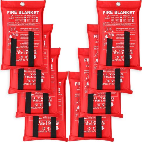 Jerify 8 Pack Fire Blanket for Home Emergency Fire Blanket 47 x 47 Inch Kitchen Fire Suppression Blanket Fiberglass Fire Blanket Flame Retardant Protection and Heat Insulation in Kuwait