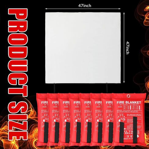 Jerify 8 Pack Fire Blanket for Home Emergency Fire Blanket 47 x 47 Inch Kitchen Fire Suppression Blanket Fiberglass Fire Blanket Flame Retardant Protection and Heat Insulation in Kuwait